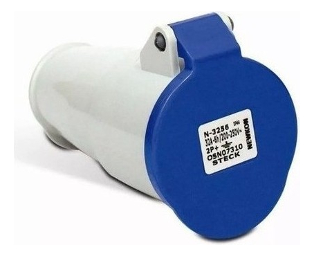 ACOPLE 2P+T 16A 200/250V 6H IP44 AZUL STECK - N3056
