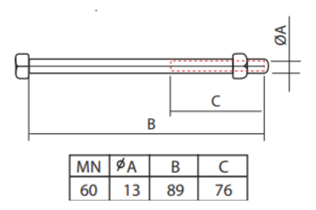 BULON 1/2X89MM MN60 - MN60