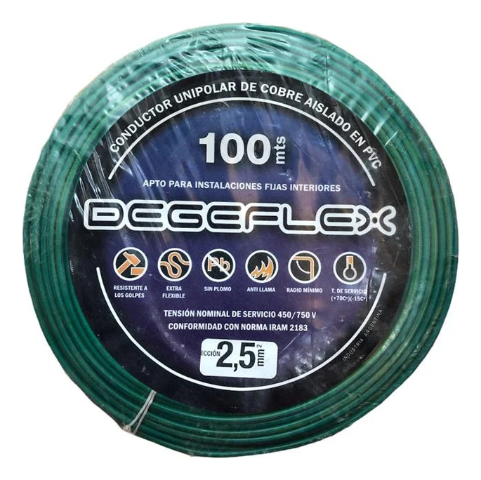 CABLE UNIPOLAR CU  1X2,5 CELESTE X 100 MTS DEGEFLEX - DF017