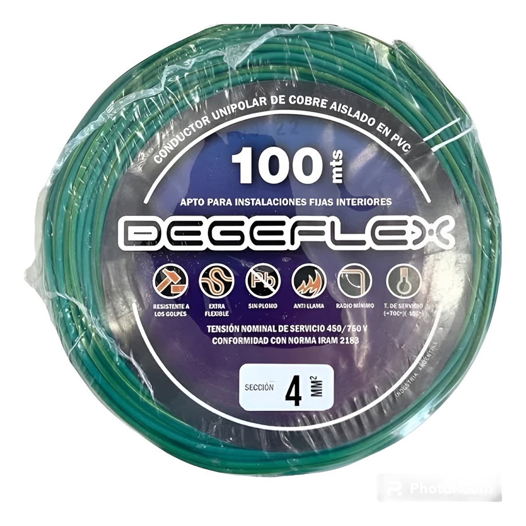 CABLE UNIPOLAR CU  1X4 BLANCO X 100 MTS DEGEFLEX - DF006