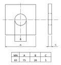 Chapa Cuadrada 75x28x5mm Hierro Galvanizado