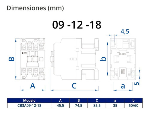 CONTACTOR 3P  12A 1NA+1NC 220VCA BAW - CB3A1211M7