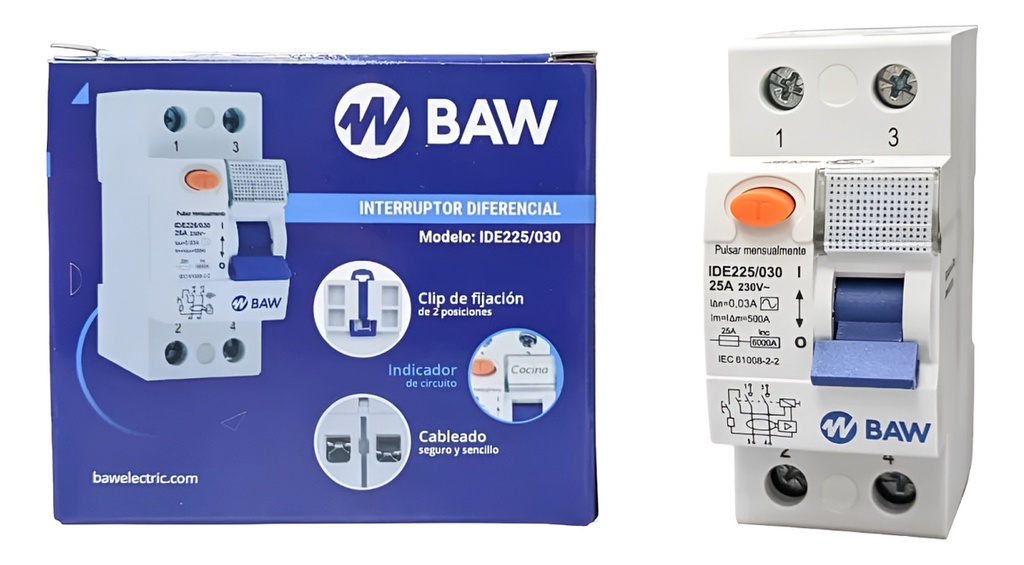 DISYUNTOR 2X25A 30MA AC BAW - ID225/030