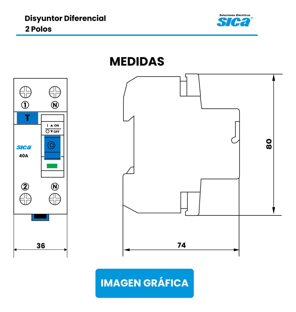 DISYUNTOR 2X40A 30MA 230V SICA - 785640