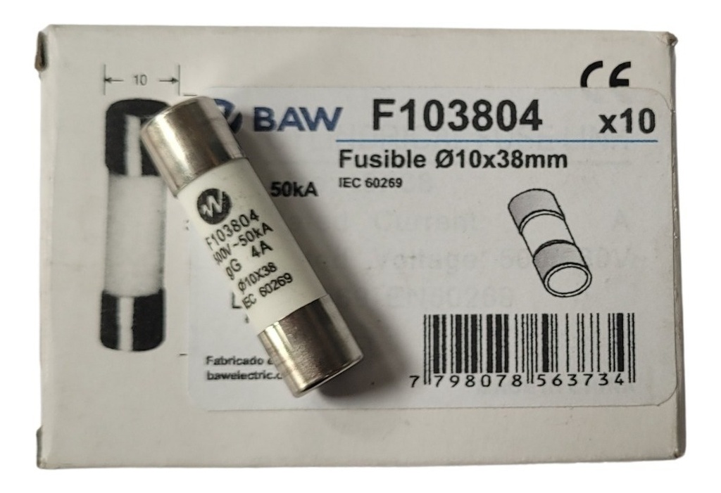 FUSIBLE CERAMICO 10X38MM.  2A GL BAW - F103802