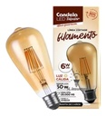 Lampara Vintage Tubular Filamento Led 6w E27 Ambar