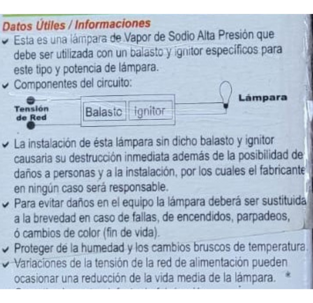 LAMPARA SODIO  70W E27 OVOIDAL (D) SYLVANIA - LA2000