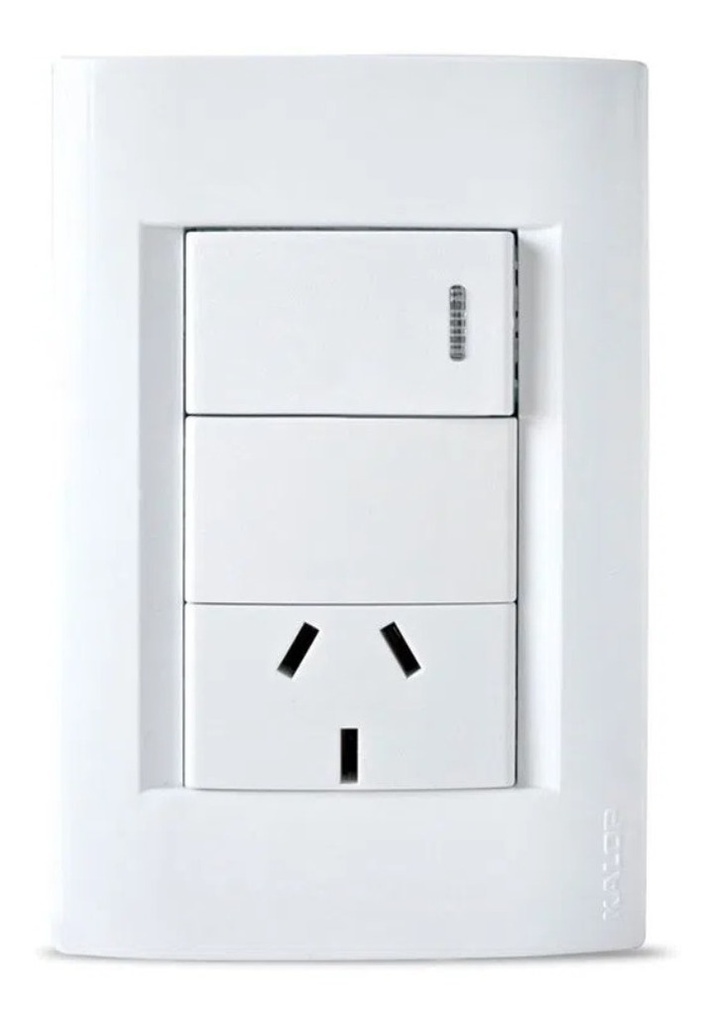Llave De Luz Armada 1 Punto Y Toma Blanco Kalop