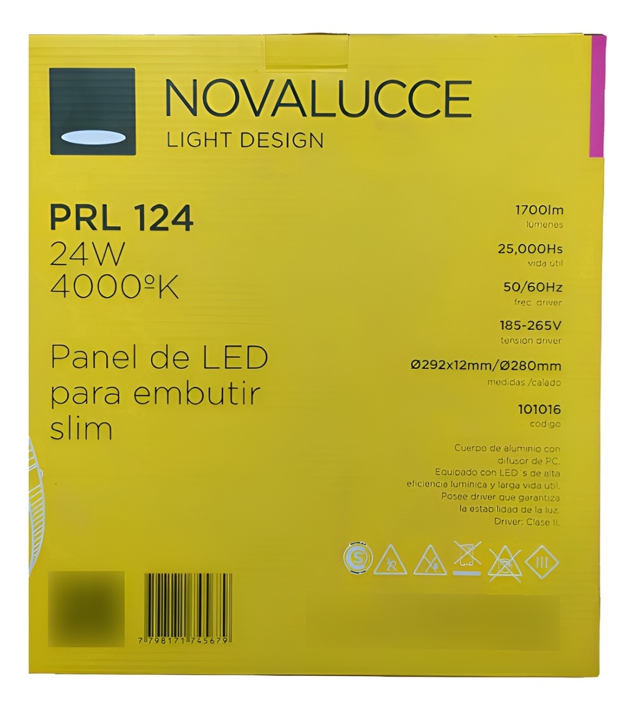 PANEL LED EMBUTIDO RED. 24W 4000K NOVALUCCE - 83562/101016