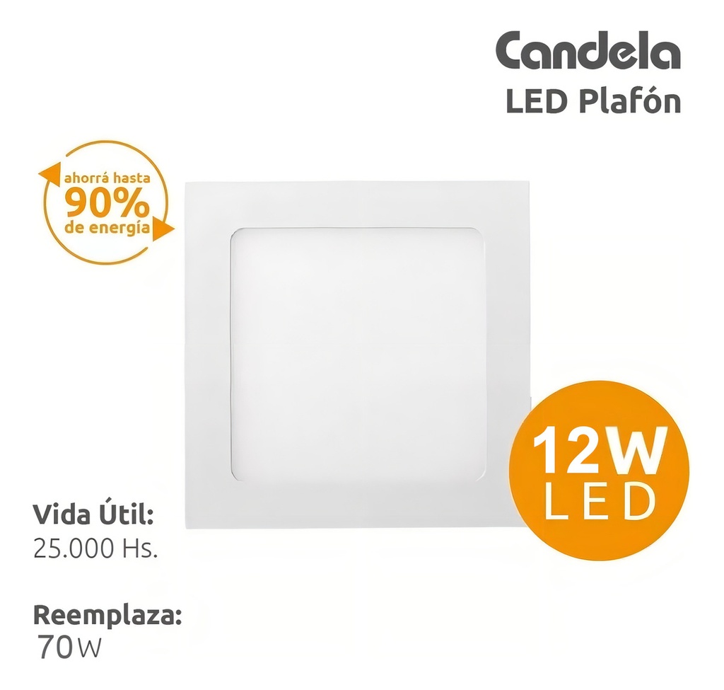 PLAFON LED CUADRADO 12W LD - CANDELA - 6837