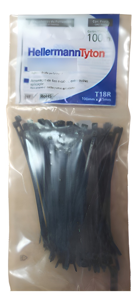 PRECINTO NEGRO  100 X 2,5 MM X 100 U HELLERMANN - T18R NE
