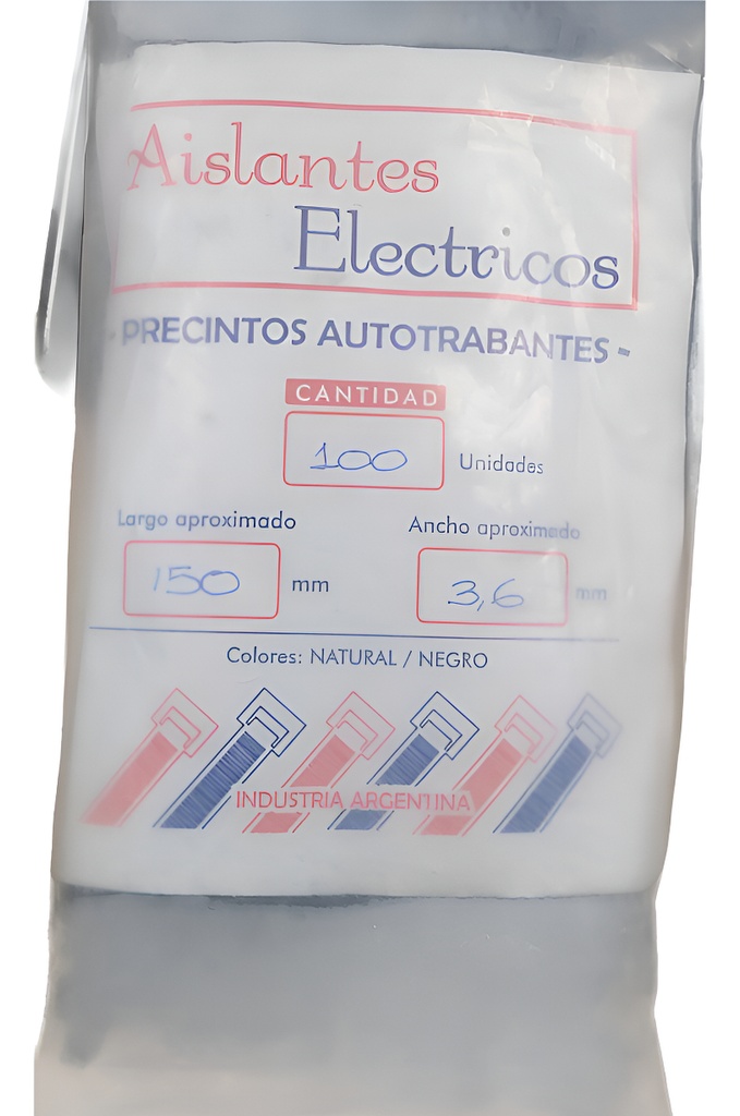 PRECINTO STD DE NYLON 66- 150LONG.- 3,6ANC. (100 UNID) AISLANTES ELECTRICOS - 180