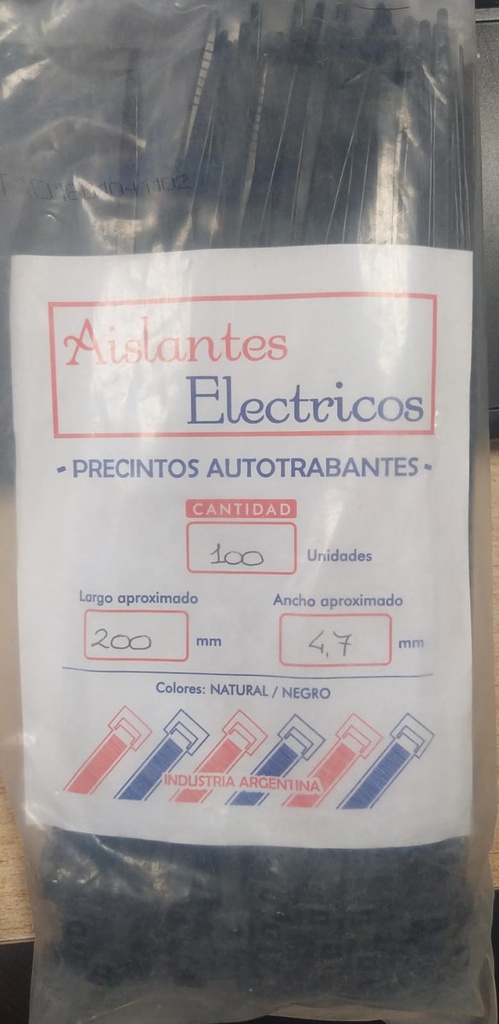 PRECINTO STD DE NYLON 66- 200LONG.- 4,7ANC. (100 UNID) AISLANTES ELECTRICOS - 182