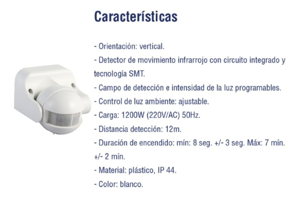 SENSOR MOV. INFRA. 180° ORIENT. VERTICAL DAYTON - E79180B