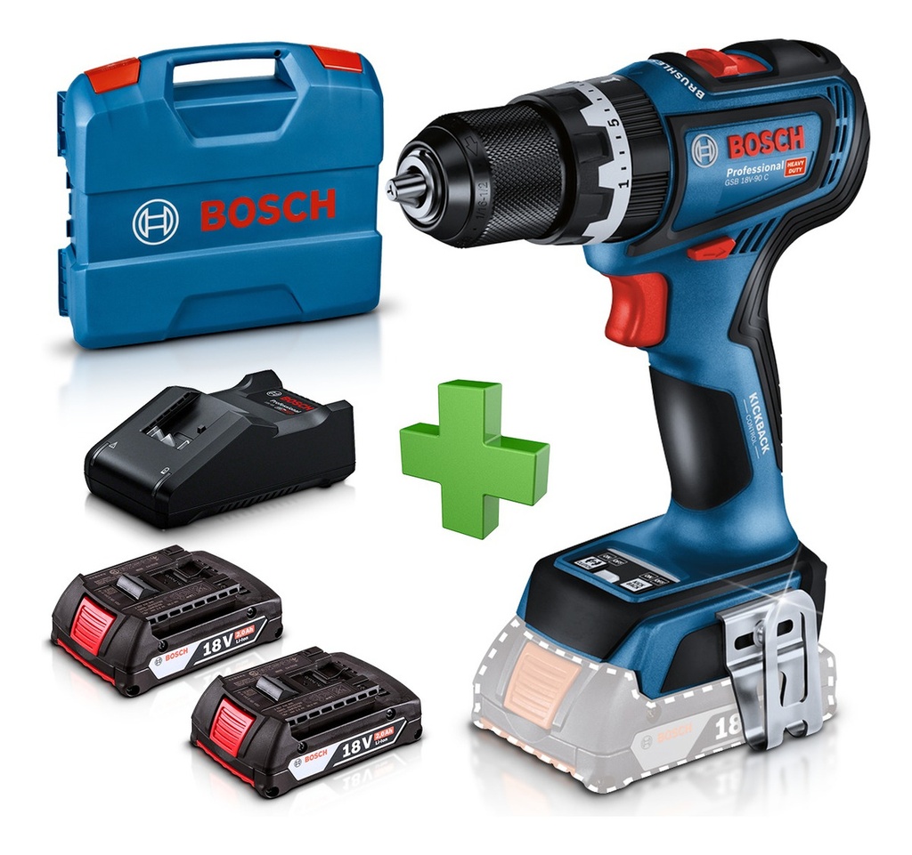 TALADRO PERCUTOR ATORNILLADOR GSB 18V-90 C 18V 1/2" BOSCH - 06019K61H1