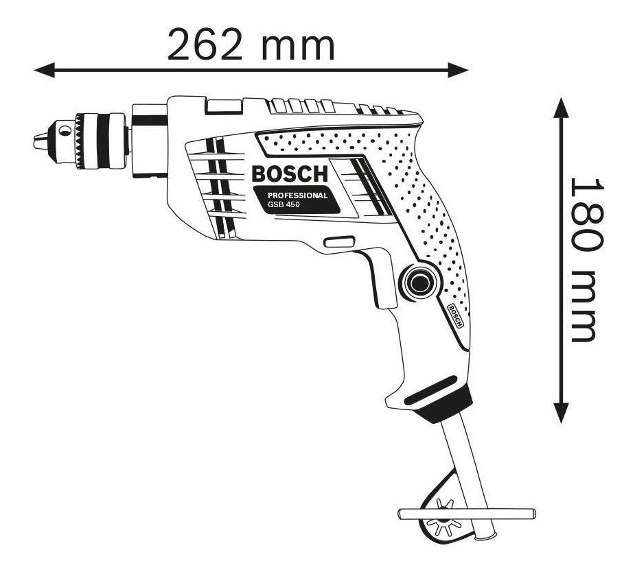 TALADRO PERCUTOR REV. 450W 10MM GSB 450 BOSCH - 06011B50H0
