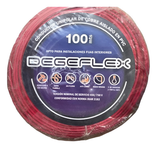 CABLE UNIPOLAR CU 1X16 ROJO X 100 MTS DEGEFLEX - DF033