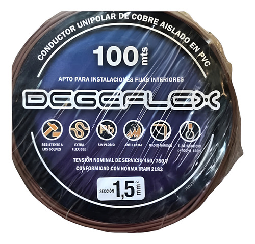 [1991] CABLE UNIPOLAR CU  1X1,5 MARRON X 100 MTS DEGEFLEX - DF052
