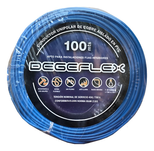 [1996] CABLE UNIPOLAR CU 1X10 CELESTE - DEGEFLEX - DF020