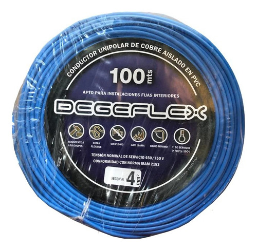 [2025] CABLE UNIPOLAR CU  1X4 BLANCO X 100 MTS DEGEFLEX - DF006