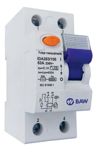 [600] DISYUNTOR 2X63A 30MA AC BAW - ID263/030